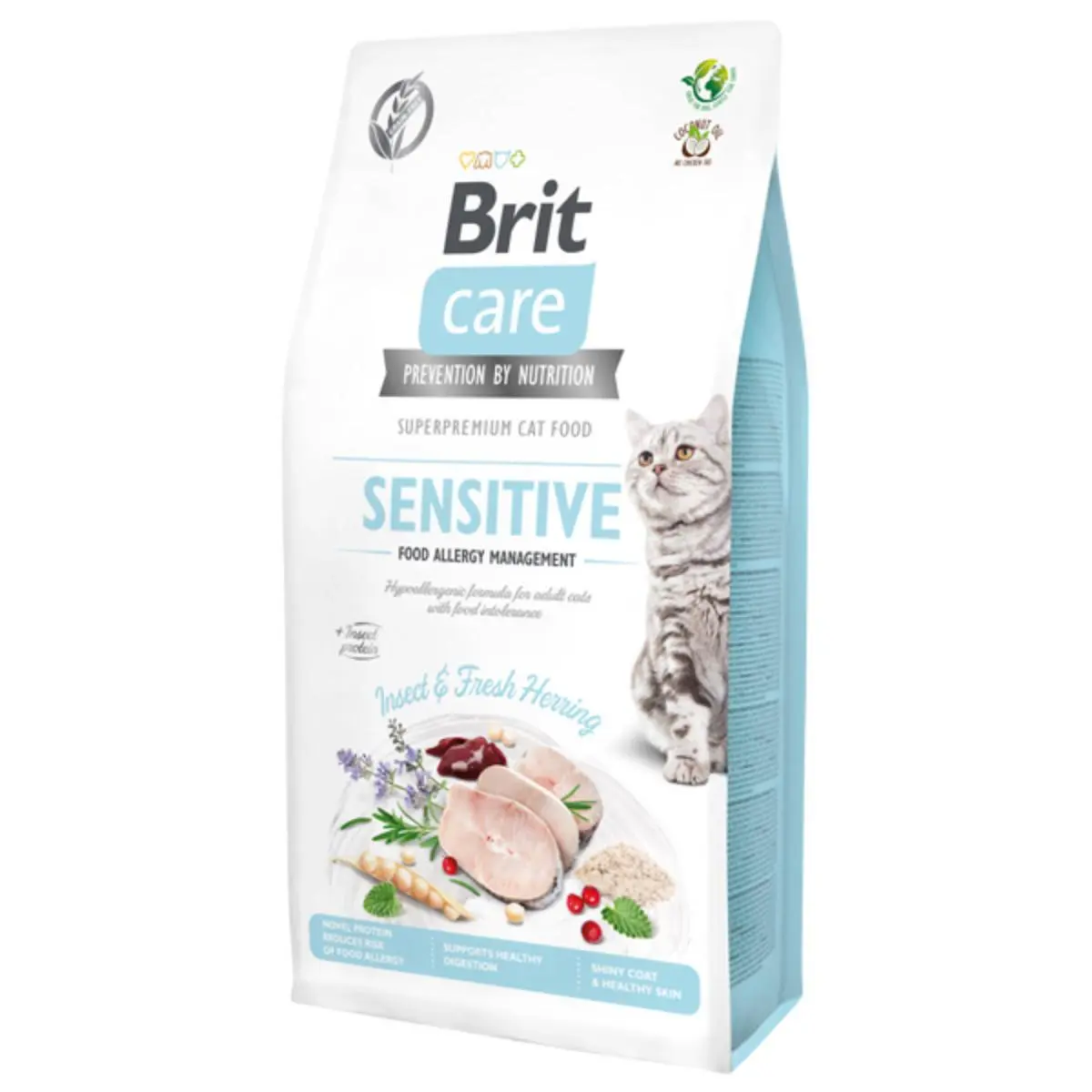 BRIT Care Food Allergy Management, Insecte si Hering, hrana uscata fara cereale pisici, alergii, 7kg