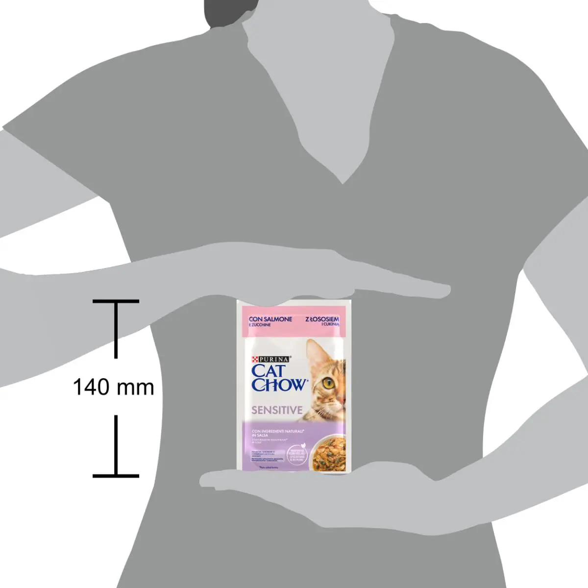 PURINA Cat Chow Sensitive, Somon si dovleac, hrana umeda pisici, sistem digestiv, (in sos) PURINA Cat Chow Sensitive, Somon si dovleac, plic hrana umeda pisici, sistem digestiv, (in sos), 85g - Image 3
