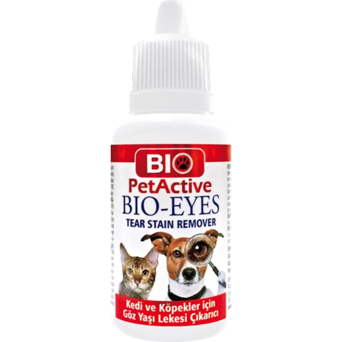 BIO PETACTIVE Eyes Tear Stain Remover, solutie igiena ochilor caini, anti-pete, blana alba, flacon, piele & blana, 50ml
