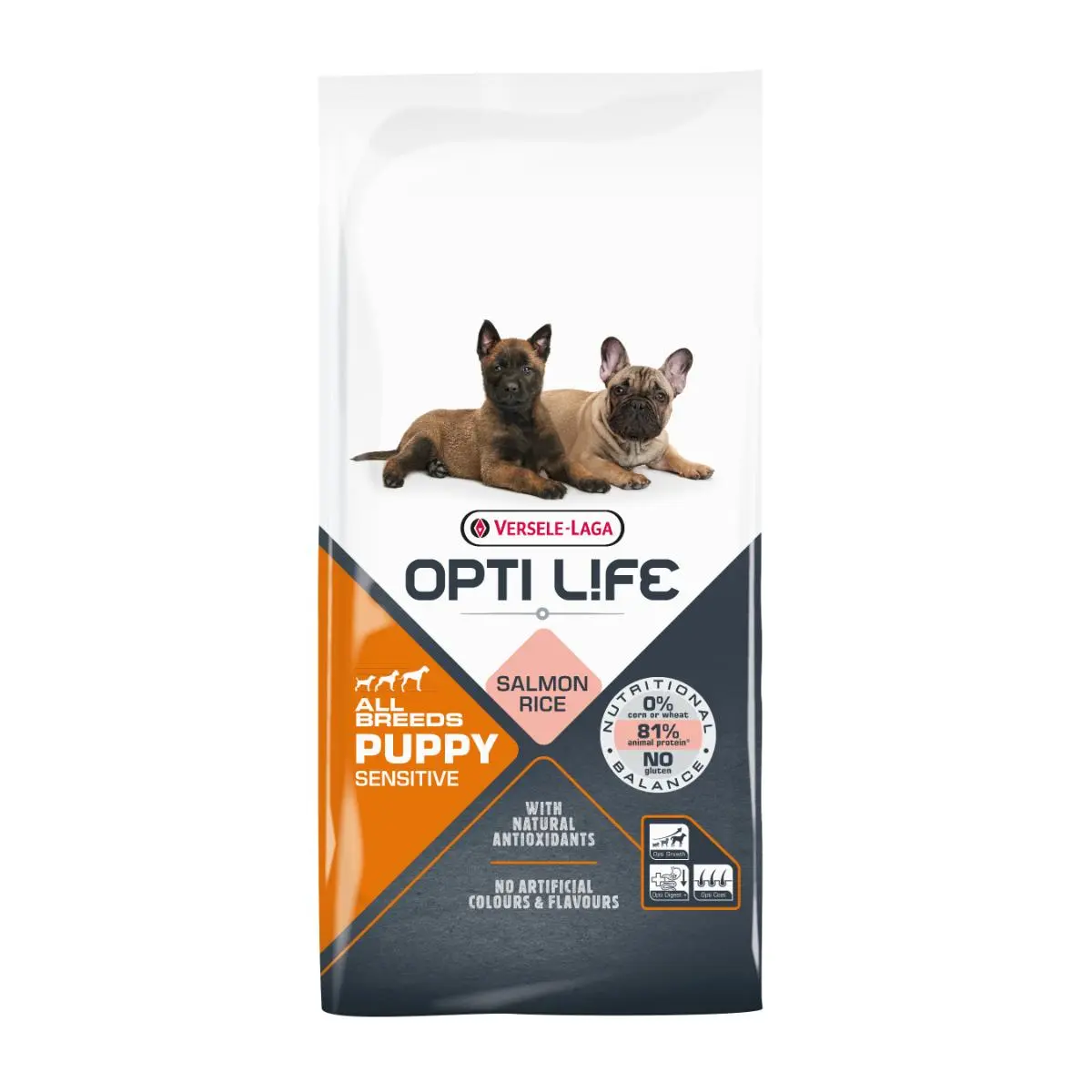 VERSELE LAGA Opti Life Puppy Sensitive, XS-XL, Somon, hrana uscata caini junior, alergii, 12.5kg