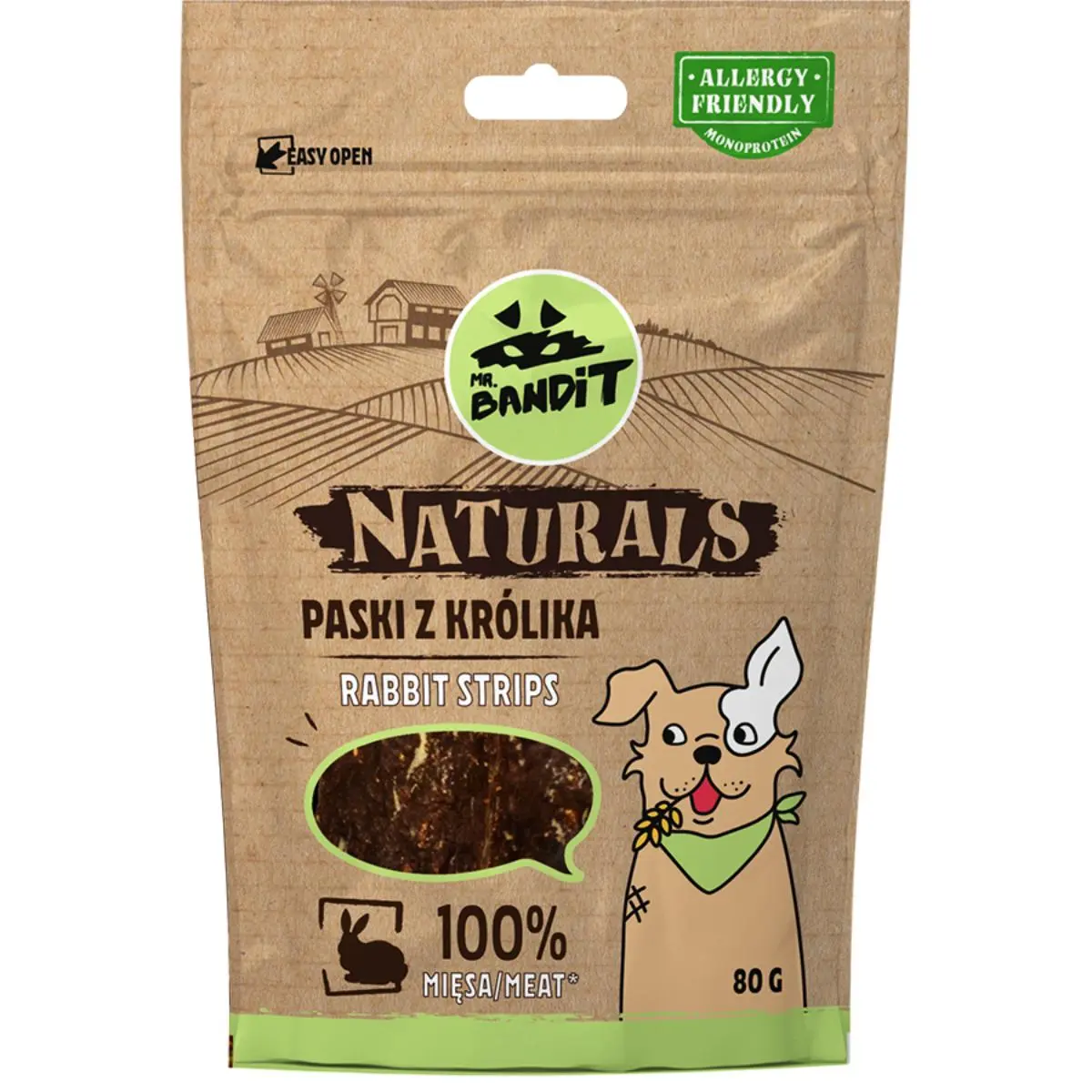 MR BANDIT Natural Stripes, XS-XL, Iepure, punguta recompense monoproteica fara cereale caini, 80g - Image 2
