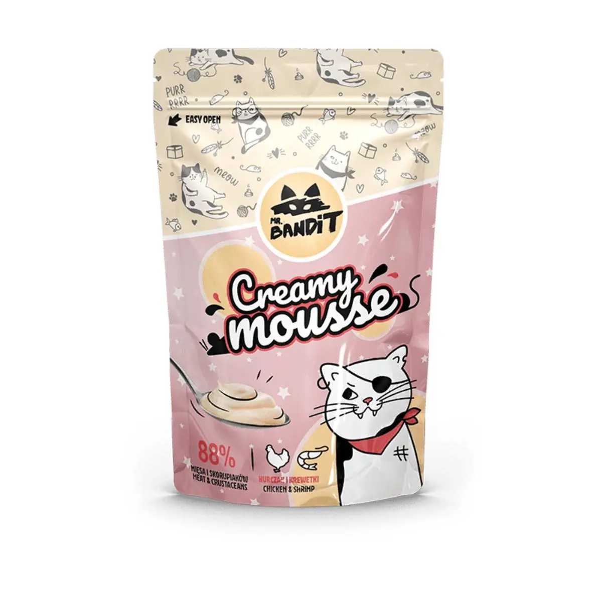 MR BANDIT Creamy Mousse, Pui si Creveti, punguta, recompense pisici, (topping) MR BANDIT Creamy Mousse, Pui si Creveti, punguta, plic recompense pisici, (topping), 60g - Image 2