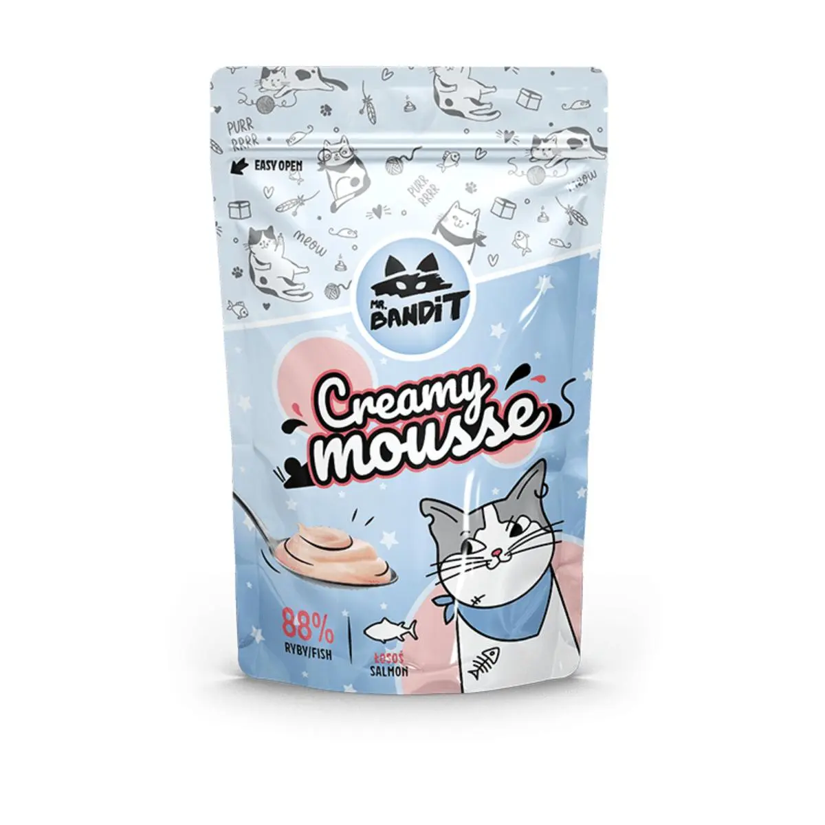 MR BANDIT Creamy Mousse, Somon, punguta, recompense pisici, (topping) MR BANDIT Creamy Mousse, Somon, punguta, plic recompense pisici, (topping), 60g