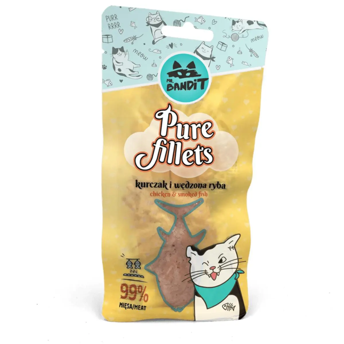 MR BANDIT Pure Fillets, Pui si Peste, punguta recompense fara cereale pisici, 30g