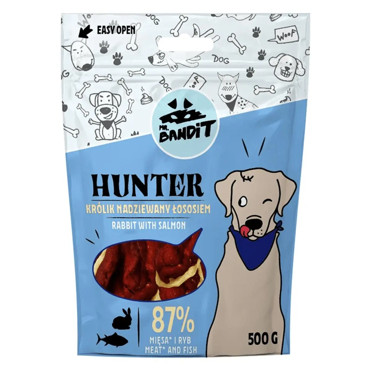 MR BANDIT Hunter, XS-XL, Iepure si Somon, punguta recompense fara cereale caini, 500g