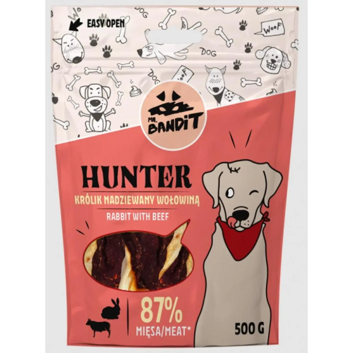 MR BANDIT Hunter, XS-XL, Iepure si Vita, punguta recompense fara cereale caini, 500g