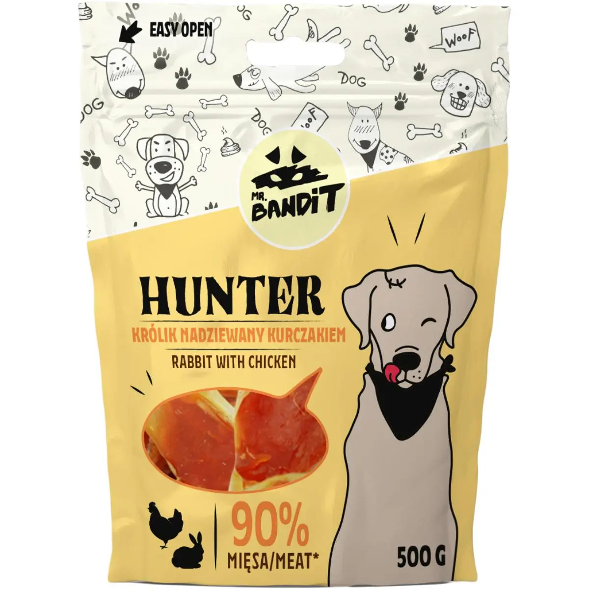 MR BANDIT Hunter, XS-XL, Iepure si Pui, punguta recompense fara cereale caini, 500g