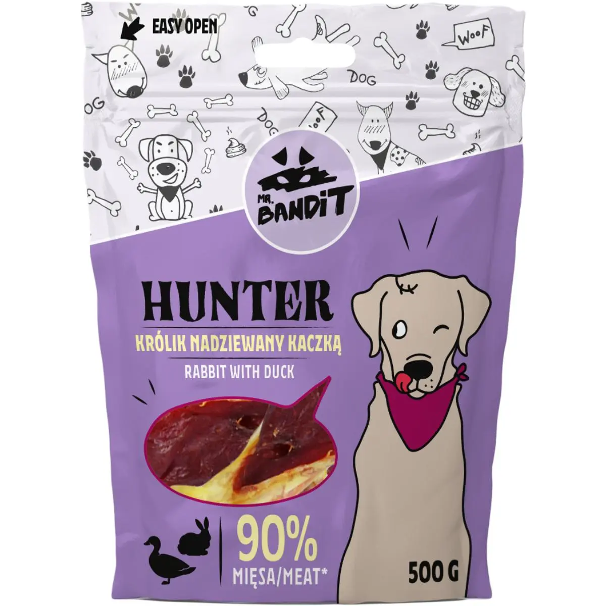 MR BANDIT Hunter Fillets, XS-XL, Iepure si Rata, punguta recompense fara cereale caini, 500g - Image 2