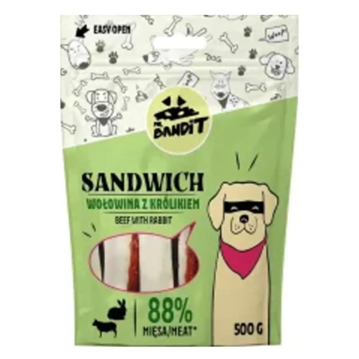 MR BANDIT Sandwich, XS-XL, Vita si Iepure, punguta recompense caini, 500g