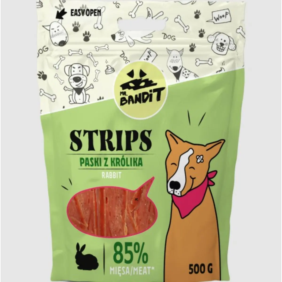 MR BANDIT Strips, XS-XL, Iepure, punguta recompense fara cereale caini, 500g - Image 2