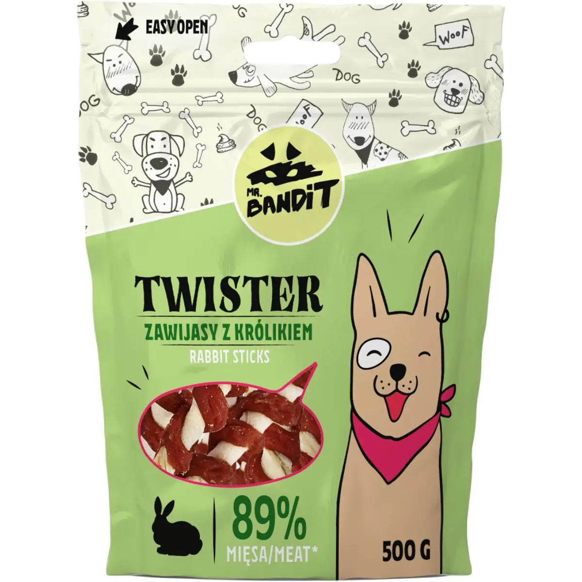 MR BANDIT Twister, XS-XL, Iepure, punguta recompense caini, 500g
