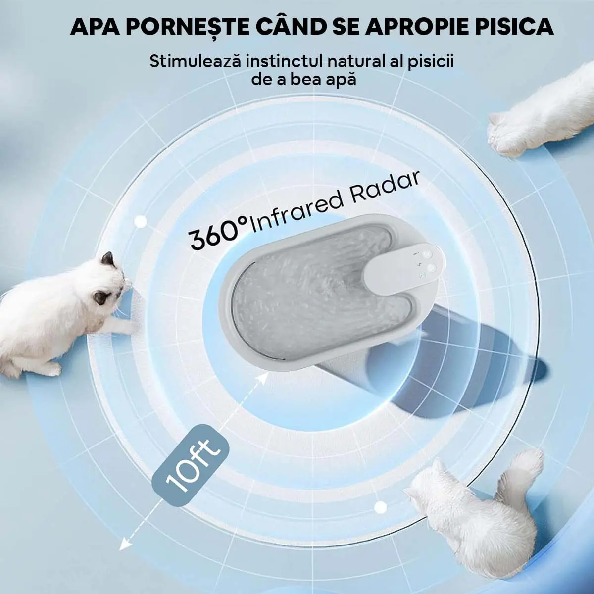 PETIZER  Fantana cu Senzor Miscare, Pisici si Caini Talie Mica, 2.2 L PETIZER Fantana cu Senzor Miscare, Pisici si Caini Talie Mica, 2.2 L - Image 4