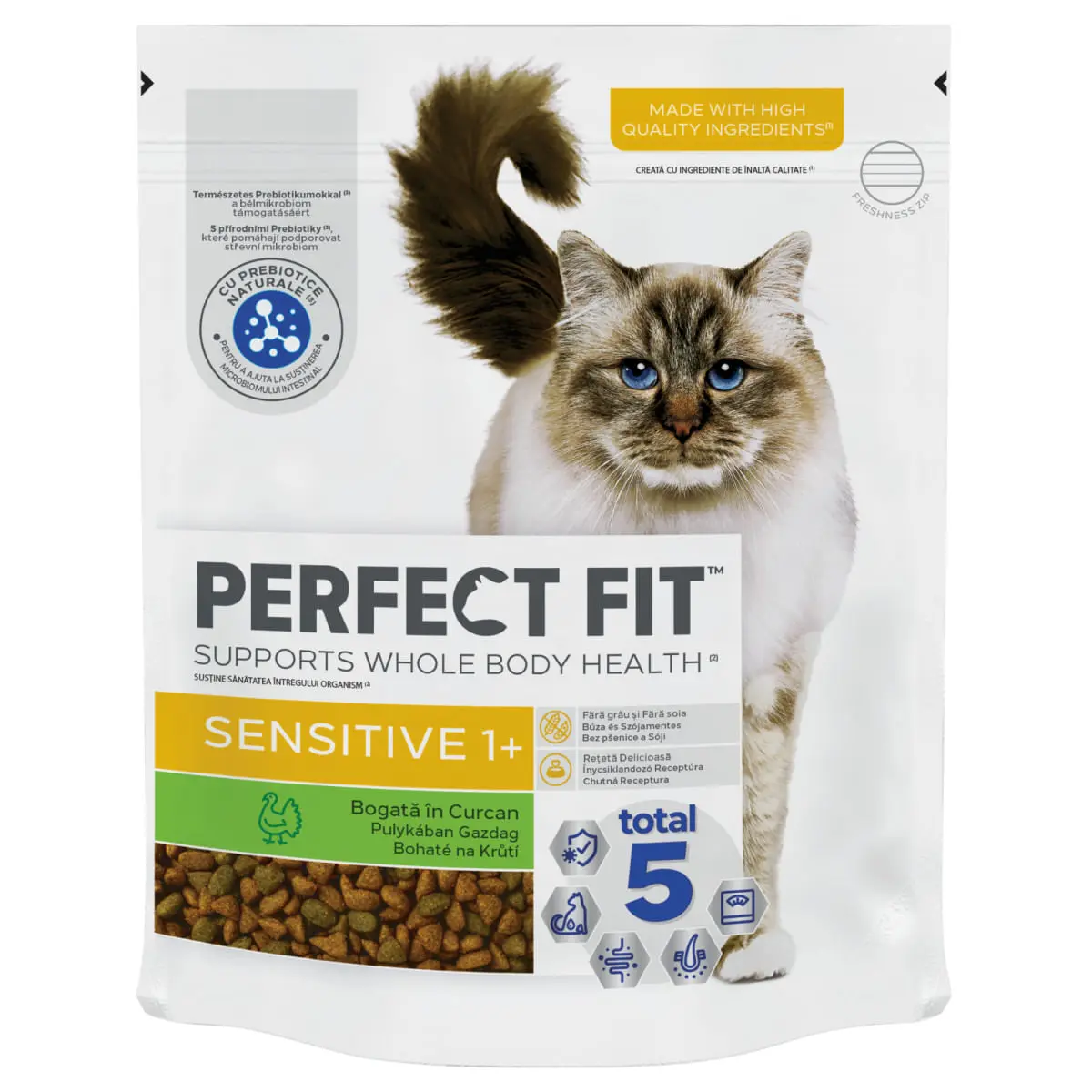 PERFECT FIT Cat Sensitive 1+, Curcan, hrana uscata pisici, sistem digestiv, 1.4kg