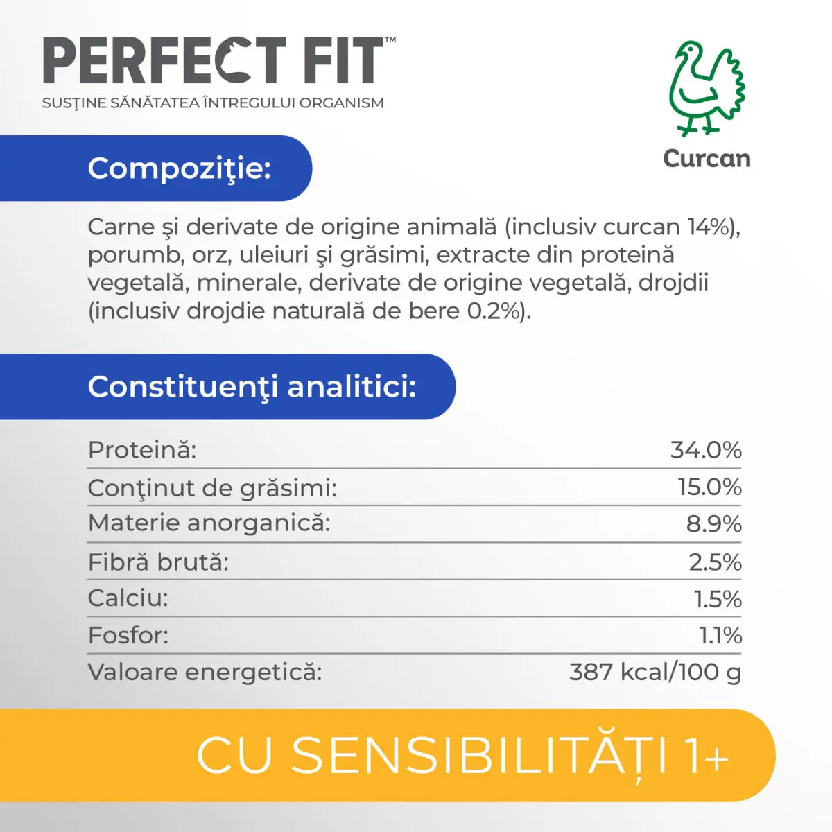 PERFECT FIT Cat Sensitive 1+, Curcan, hrana uscata pisici, sistem digestiv, 1.4kg - Image 3