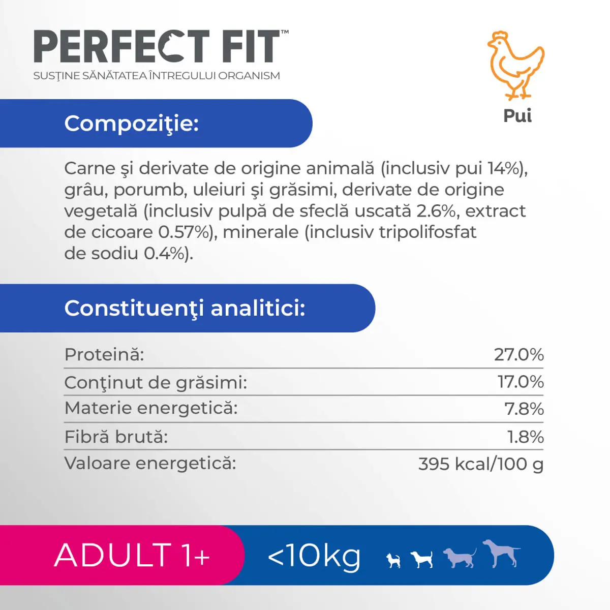 PERFECT FIT Dog Adult Small, XS-S, Pui, hrana uscata caini, 825g - Image 3