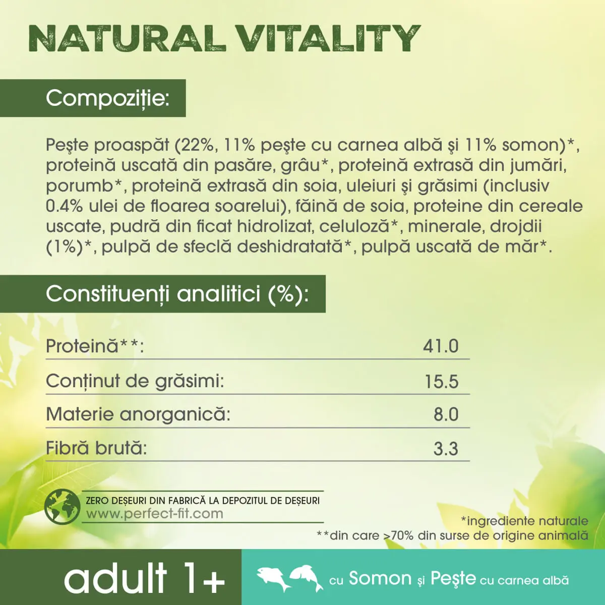 PERFECT FIT Natural Vitality, Somon si Peste alb, hrana uscata pisici, 650g - Image 3