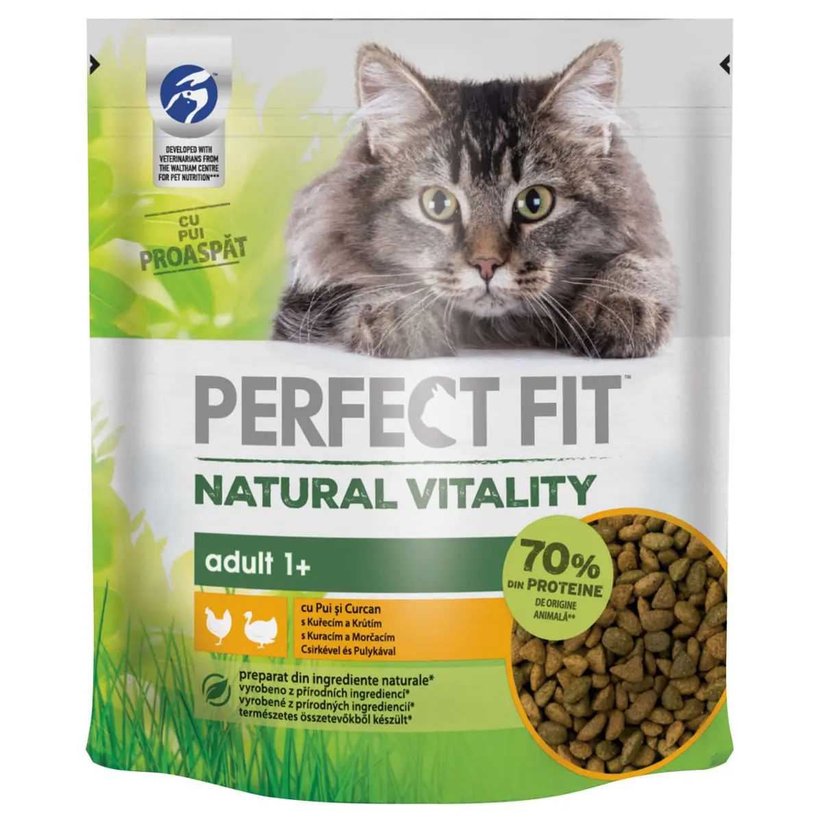 PERFECT FIT Natural Vitality, Pui si Curcan, hrana uscata pisici, 650g