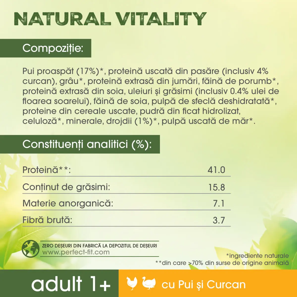 PERFECT FIT Natural Vitality, Pui si Curcan, hrana uscata pisici, 650g - Image 3