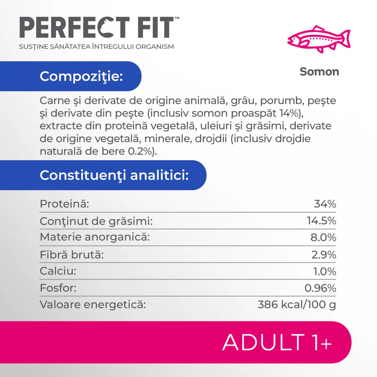 PERFECT FIT Cat Adult 1+, Somon, hrana uscata pisici, 750g - Image 3