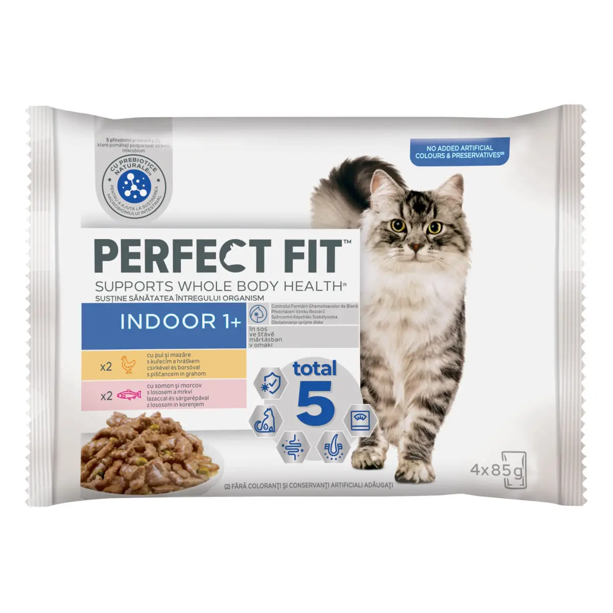 PERFECT FIT Cat Indoor 1+, Pui, Somon, plic hrana umeda pisici, (in sos), multipack, 85g x 4buc - Image 2