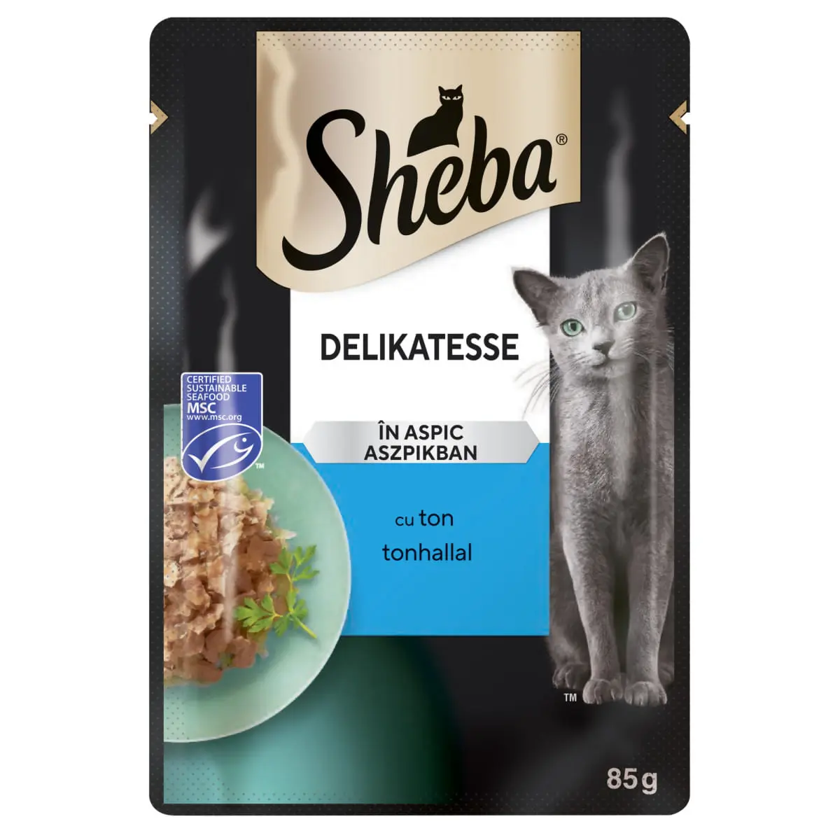 SHEBA Delicatese, Ton, plic hrana umeda pisici, (in aspic), 85g