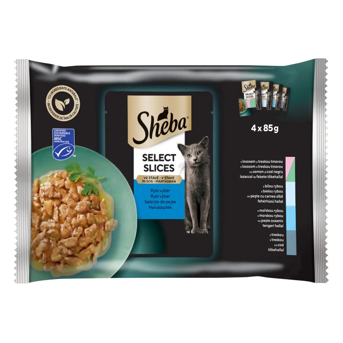 SHEBA Select Slices, Peste, plic hrana umeda pisici, (in sos), multipack, 85g x 4buc - Image 2