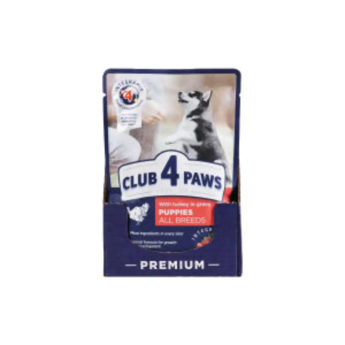 CLUB 4 PAWS Premium Puppy, Curcan, hrana umeda caini junior, (in sos) CLUB 4 PAWS Premium Puppies, XS-XL, Curcan, plic hrana umeda caini junior, (in aspic), bax, 100g x 24 - Image 2