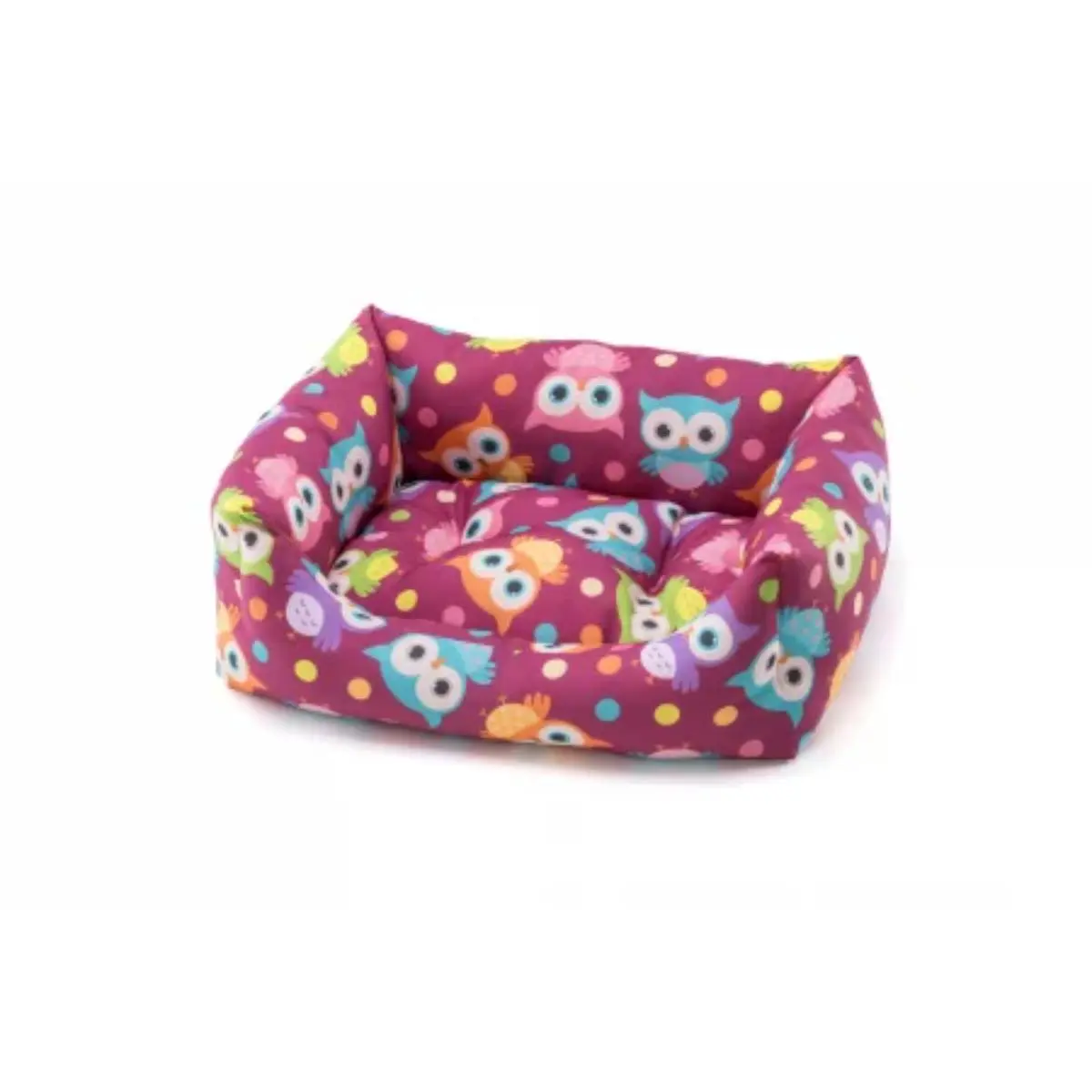 LEOPET Rodi Owls, pat dreptunghiular caini, poliester, imprimeu bufnite, multicolor, 60x70cm