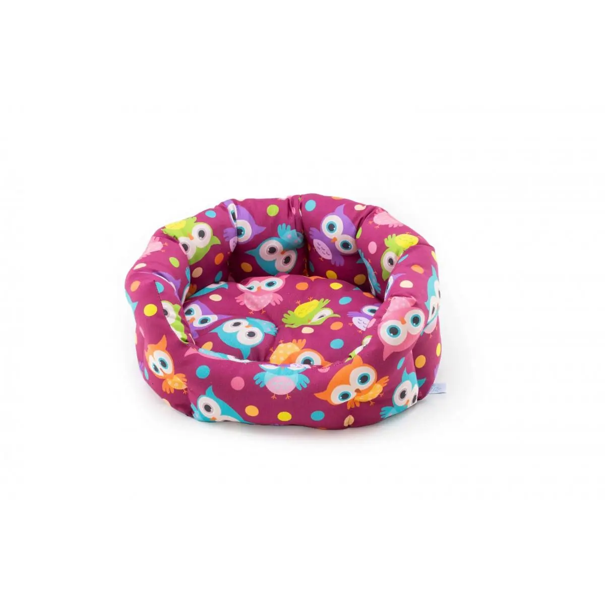 LEOPET Santorini Owls, pat rotund caini, poliester, imprimeu bufnite, multicolor, 55x45cm