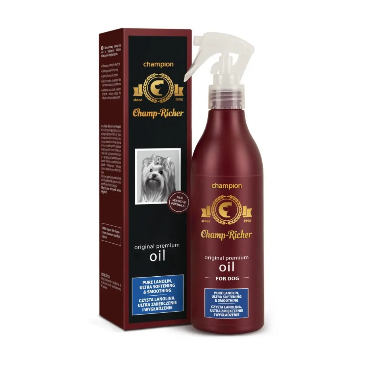 CHAMP RICHER Oil Pure Lanolin Ultra Softening & Smoothing, balsam spray caini, Lavanda, flacon cu aplicator, 250ml