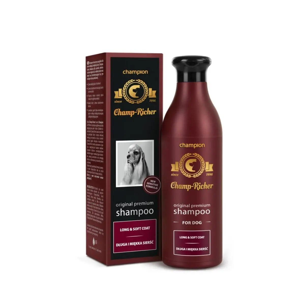 CHAMP RICHER Long and Soft Coat, sampon caini, par lung, Lavanda, flacon cu aplicator, 250ml