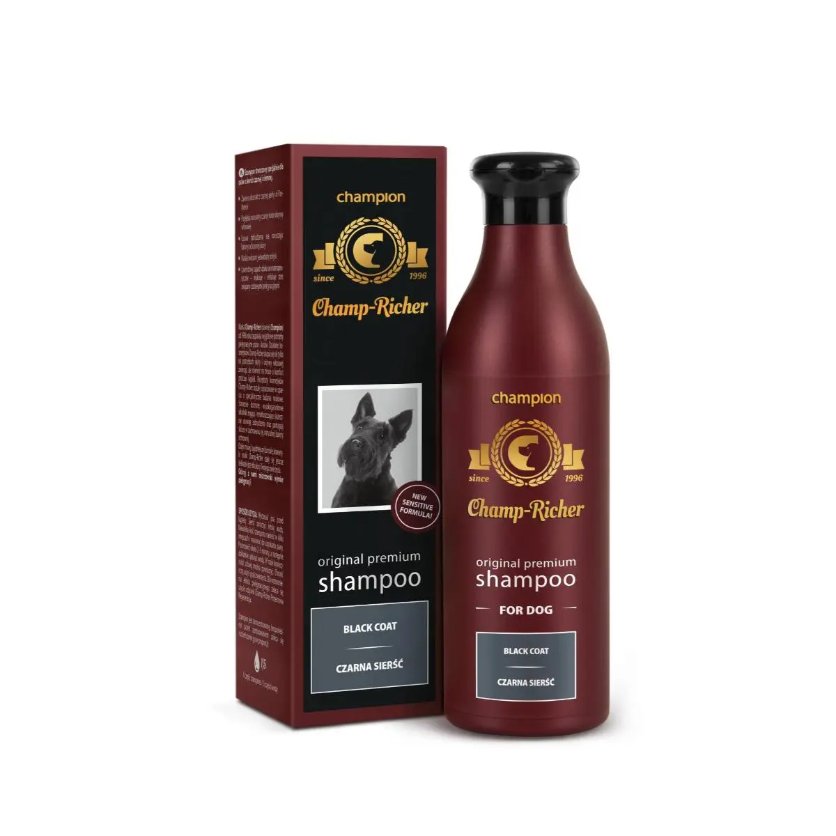 CHAMP RICHER Black Coat, sampon caini, blana neagra, Lavanda, flacon cu aplicator, 250ml
