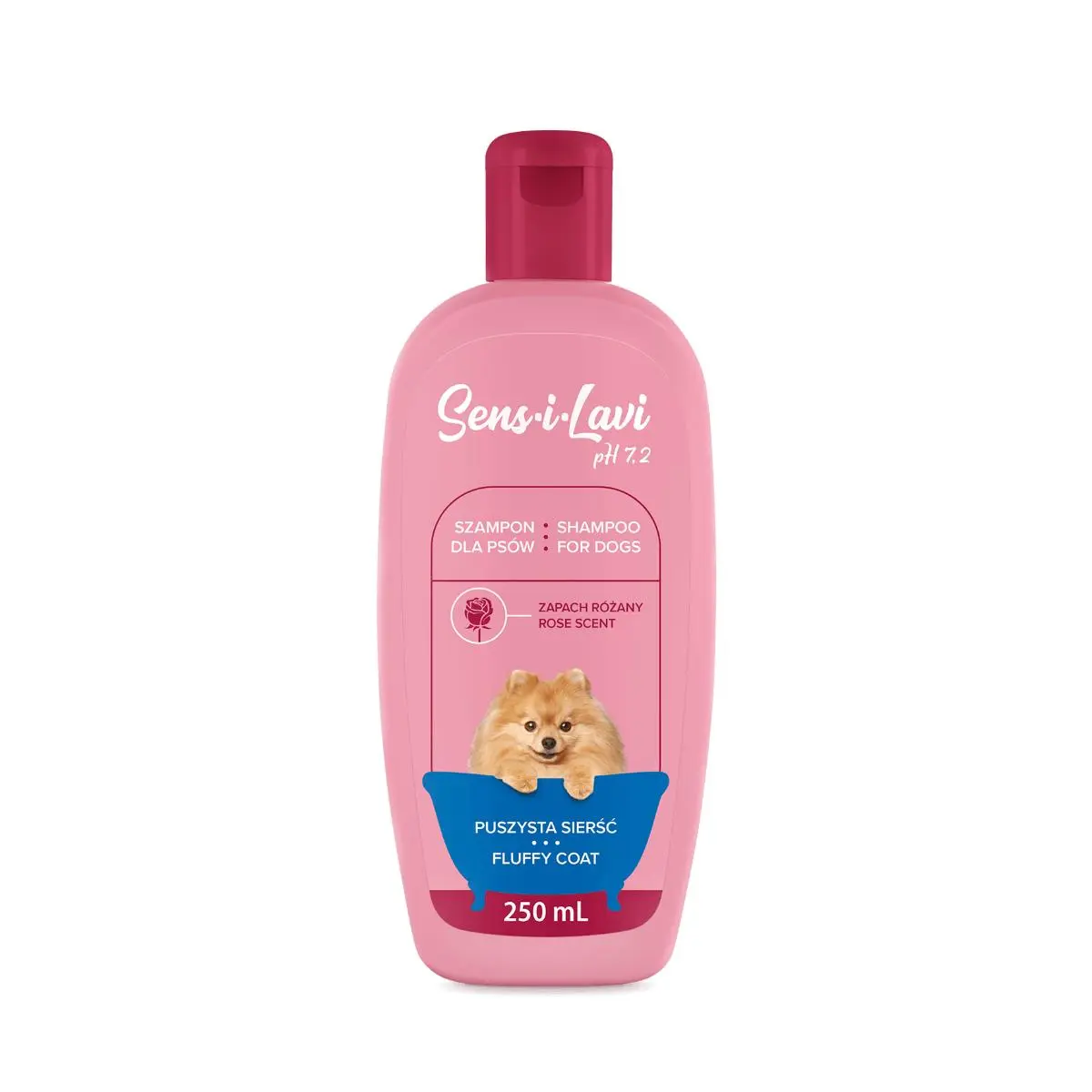 SENS-I-LAVI Fluffy Coat, sampon caini, blana pufoasa, Trandafir, flacon, 250ml