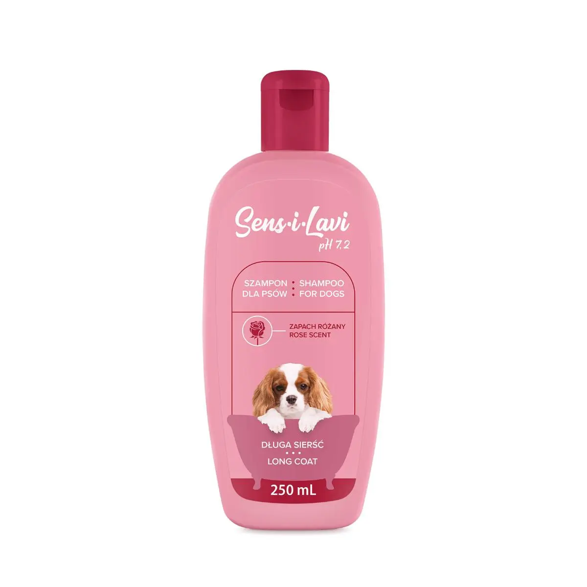 SENS-I-LAVI Long Coat, sampon caini, par lung, Trandafir, flacon, 250ml - Image 2