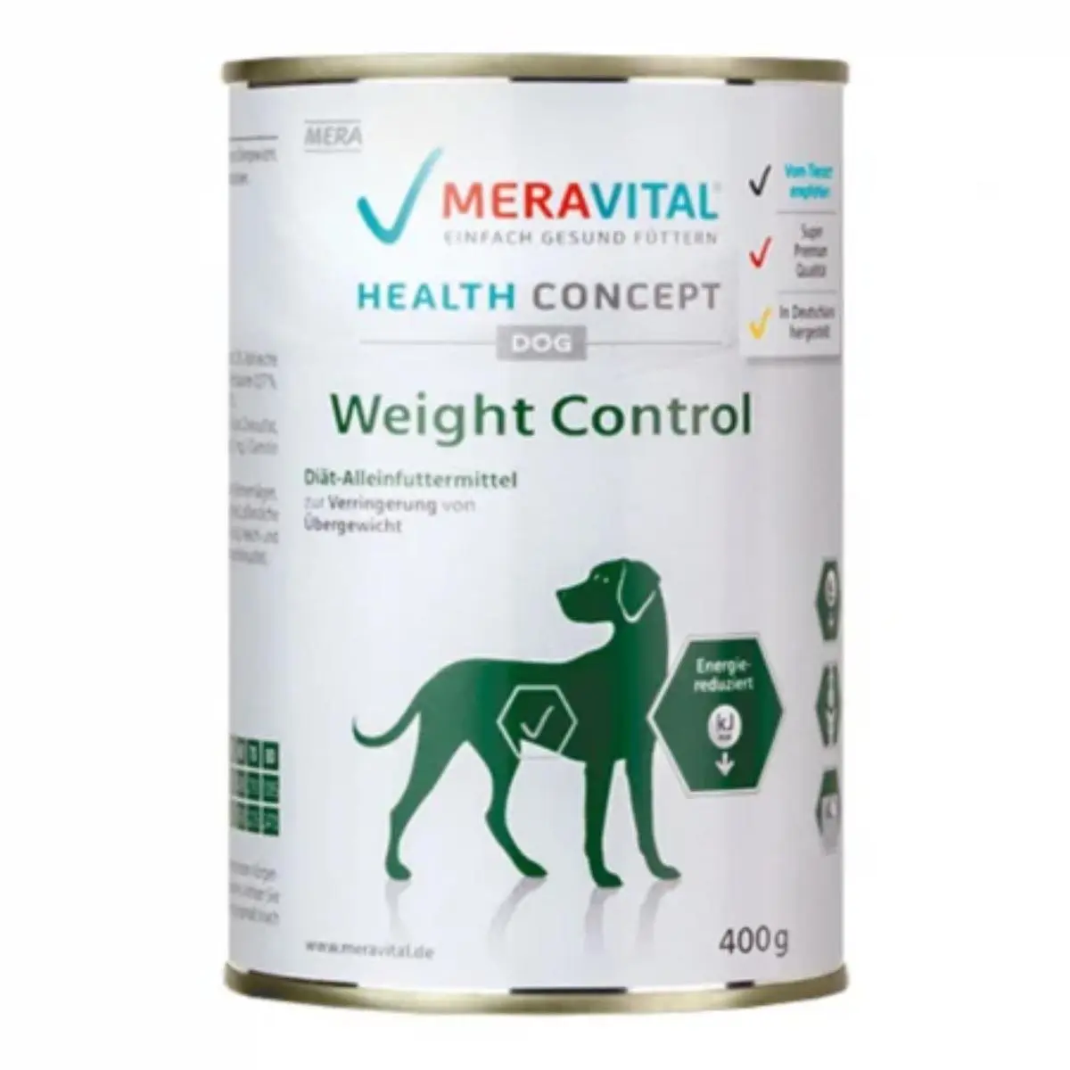 MERA Vital Weight Control, XS-XL, Pasare, dieta veterinara, conserva hrana umeda caini, obezitate, (pate), 400g - Image 2
