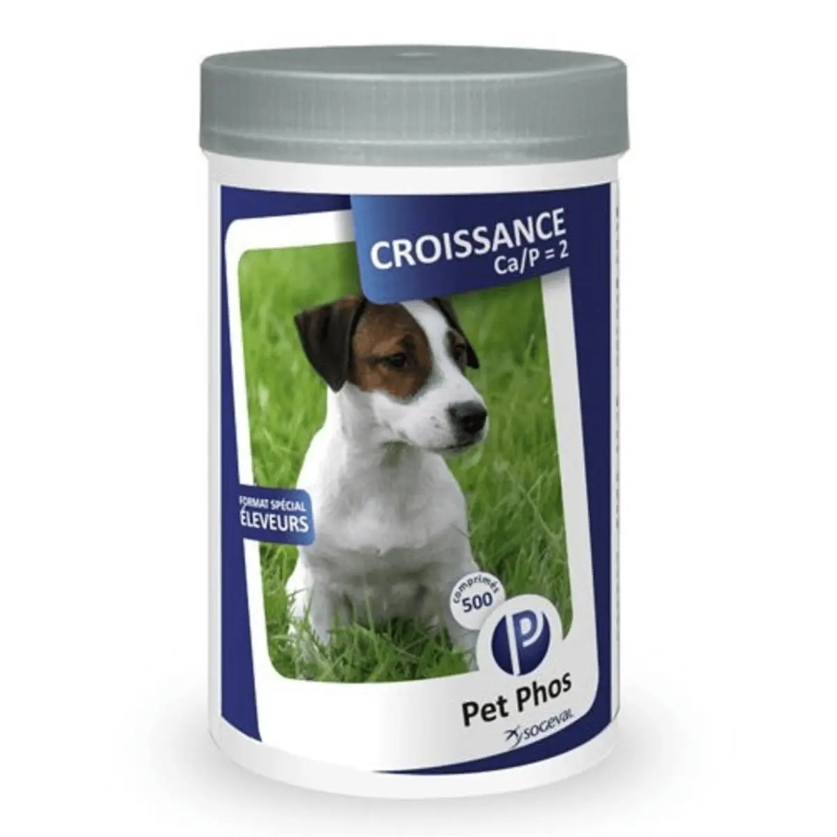 PET PHOS Croissance Ca/P=2, supliment sistem osos caini junior, comprimate PET PHOS Croissance Ca/P=2, XS-M, supliment sistem osos caini junior, flacon, 500 comprimate