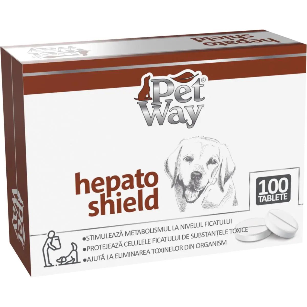 PETWAY Hepato Shield, XS-XL, supliment sistem hepatic caini, cutie, 100 comprimate - Image 3