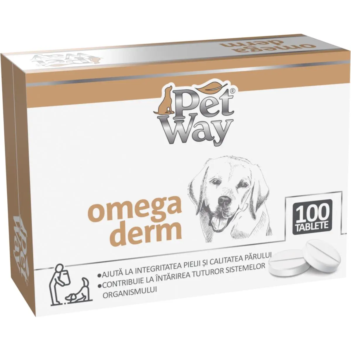PETWAY Omega Derm, XS-XL, supliment piele & blana caini, cutie, 100 comprimate - Image 3