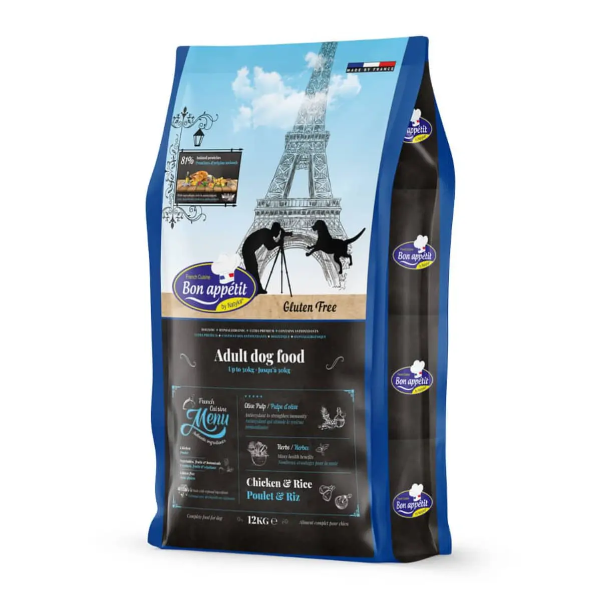 BON APPETIT, XS-XL, Pui si Orez, hrana uscata caini, alergii, 12kg