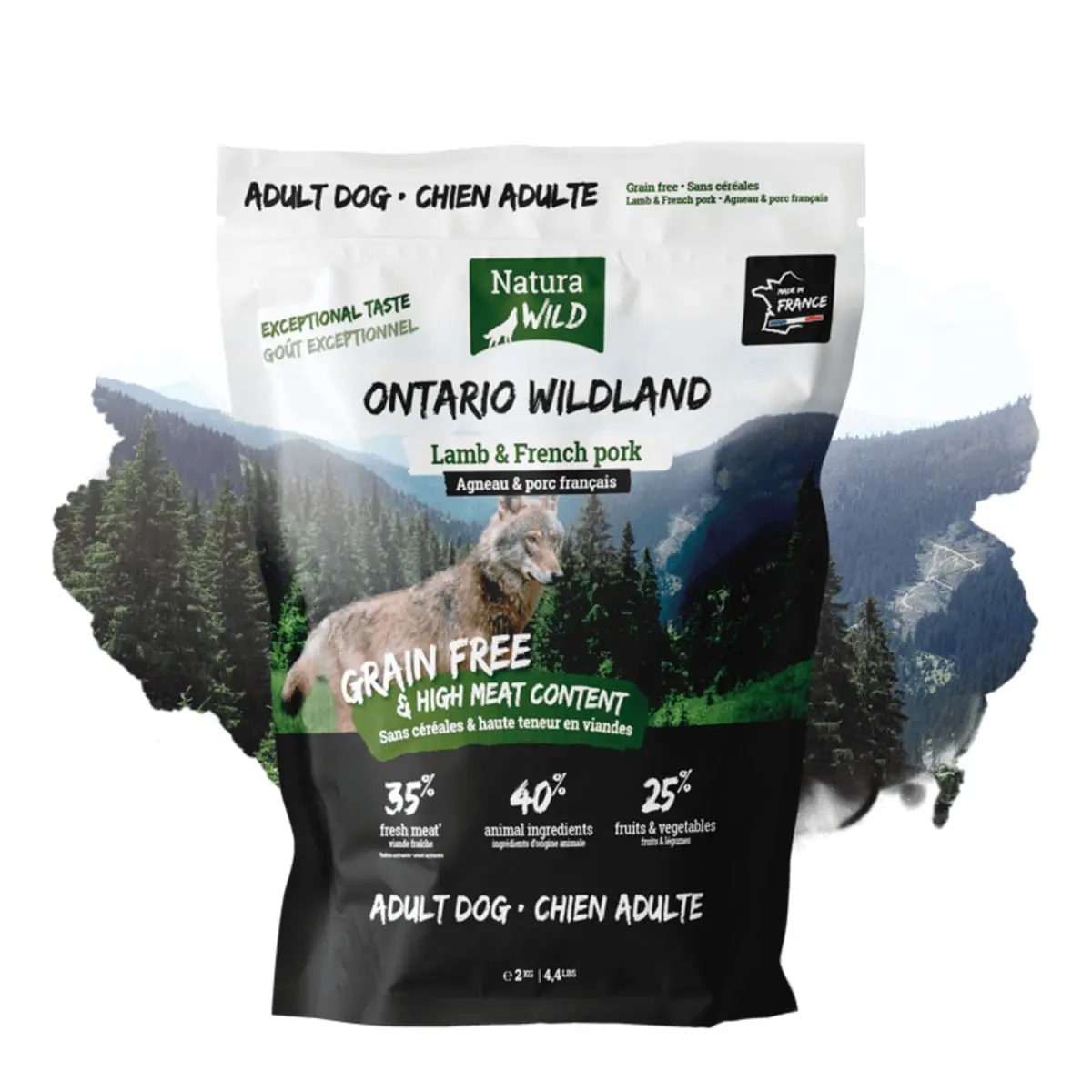 NATURA WILD Ontario Wildland, XS-XL, Miel si Fructe, hrana uscata fara cereale caini, 12kg