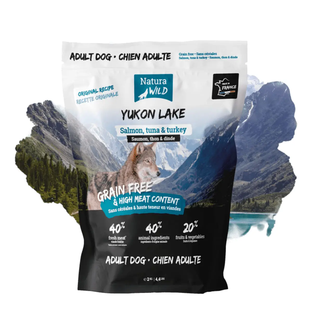 NATURA WILD Yukon Lake, XS-XL, Somon si Curcan, hrana uscata fara cereale caini, 12kg