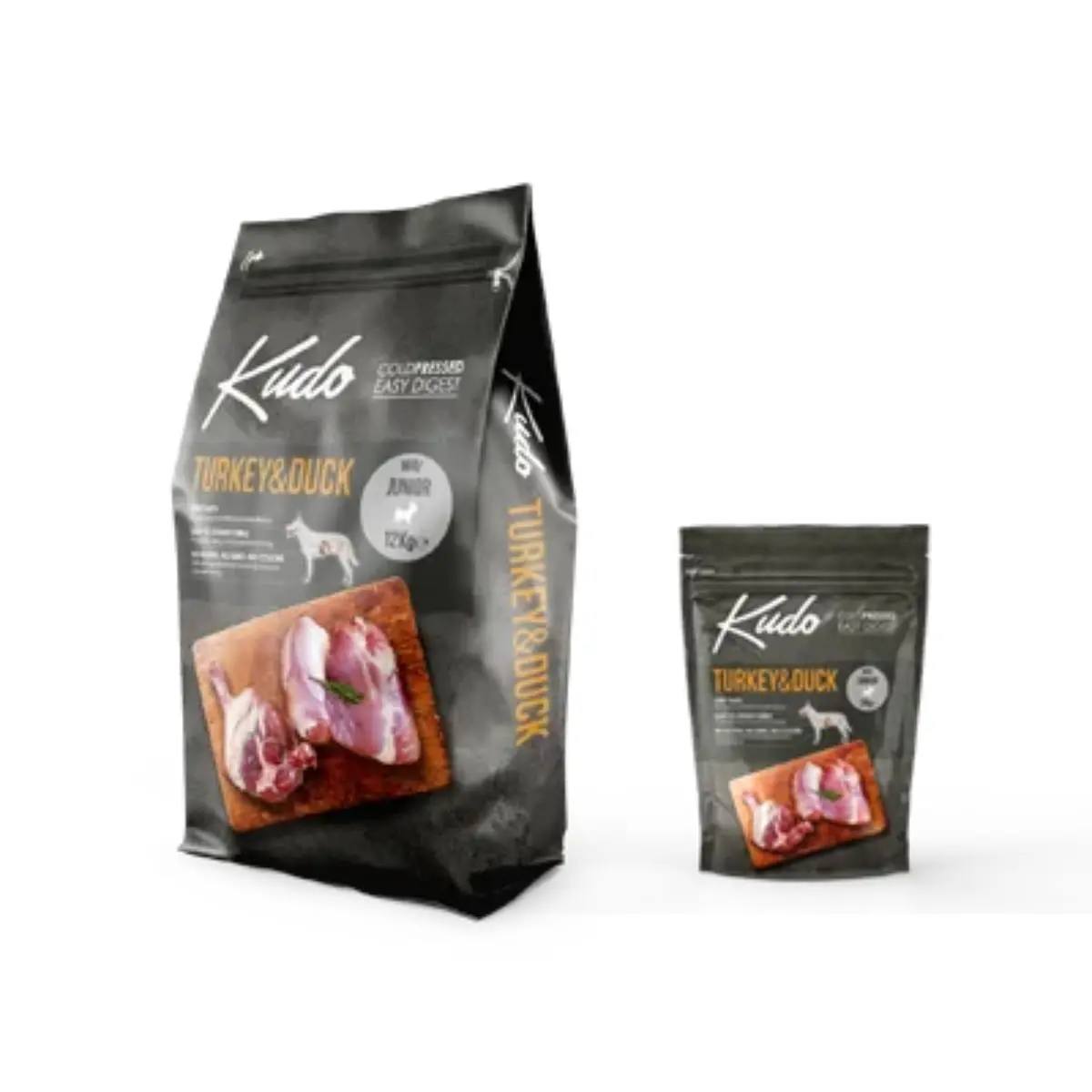 KUDO Medium And Maxi Breed, M-XL, Curcan si Rata, hrana uscata continut redus cereale caini, presata la rece, 3kg - Image 2