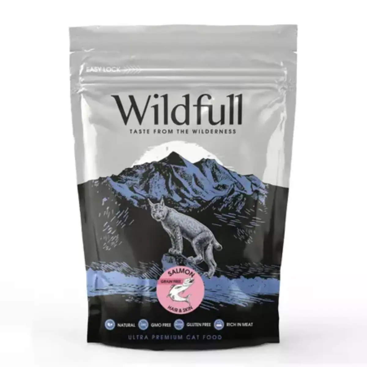 WILDFULL Hair & Skin, Somon, hrana uscata fara cereale pisici, piele & blana, 400g