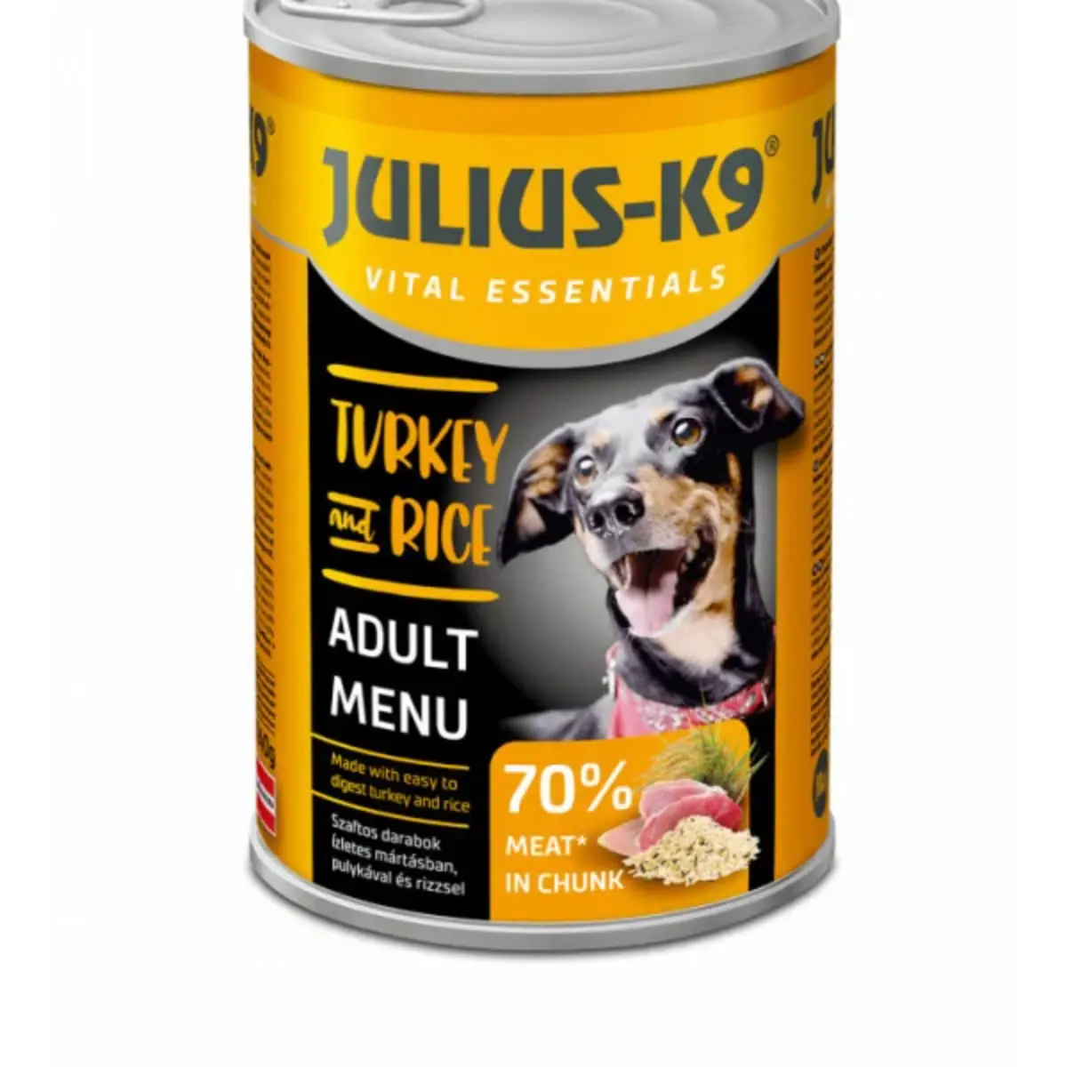 JULIUS-K9 Adult Menu, XS-XL, Curcan si Orez, conserva hrana umeda caini, (in sos), 1240g