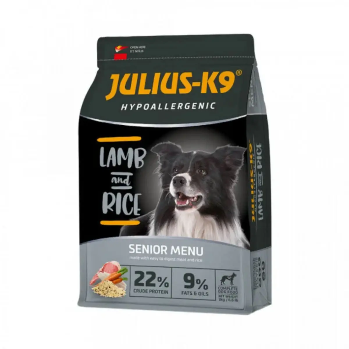 JULIUS-K9 Hypoallergenic Senior Menu, XS-XL, Miel si Orez, hrana uscata caini senior, alergii, 3kg - Image 2