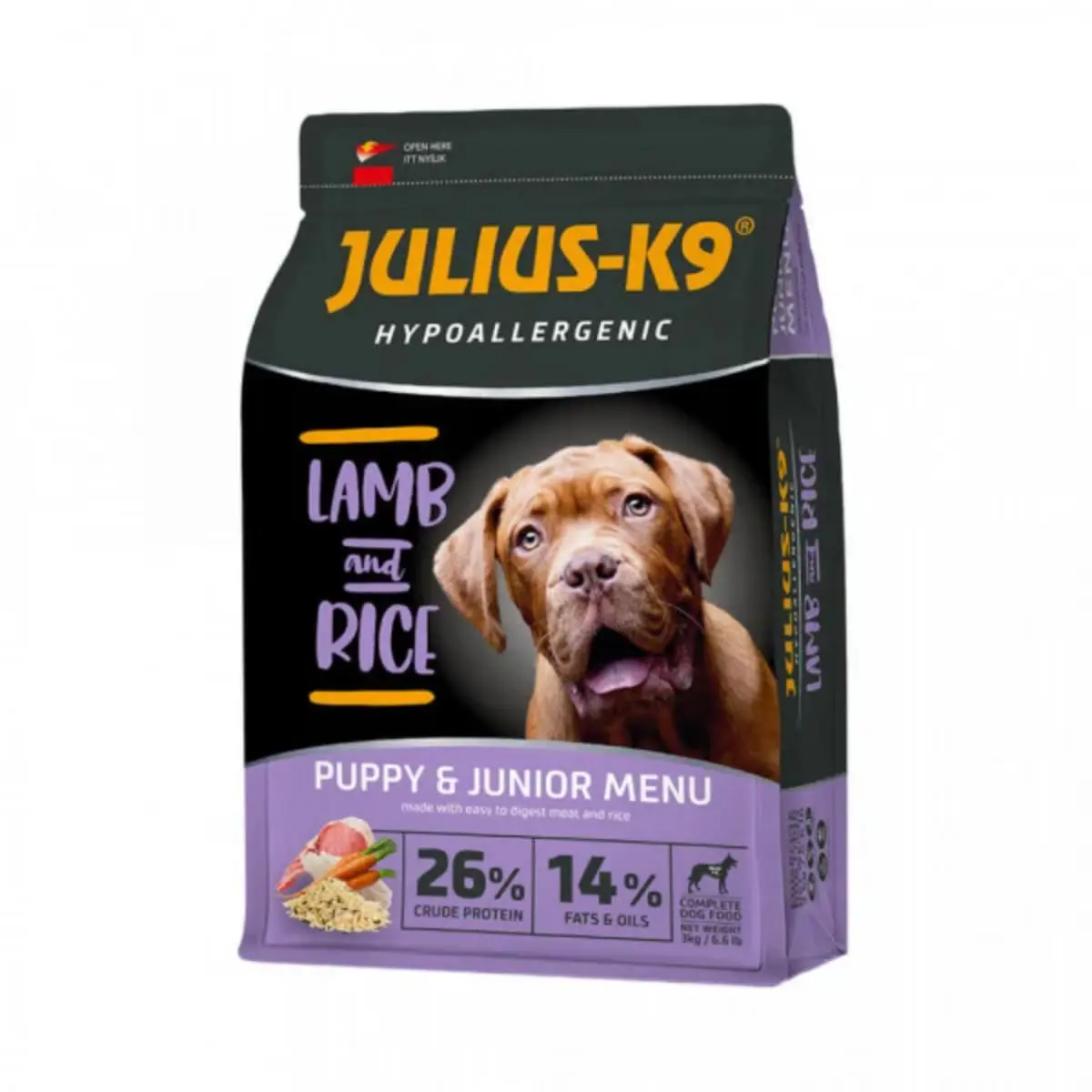 JULIUS-K9 Hypoallergenic Puppy&Junior Menu, XS-XL, Miel si Orez, hrana uscata caini junior, alergii, 3kg - Image 2