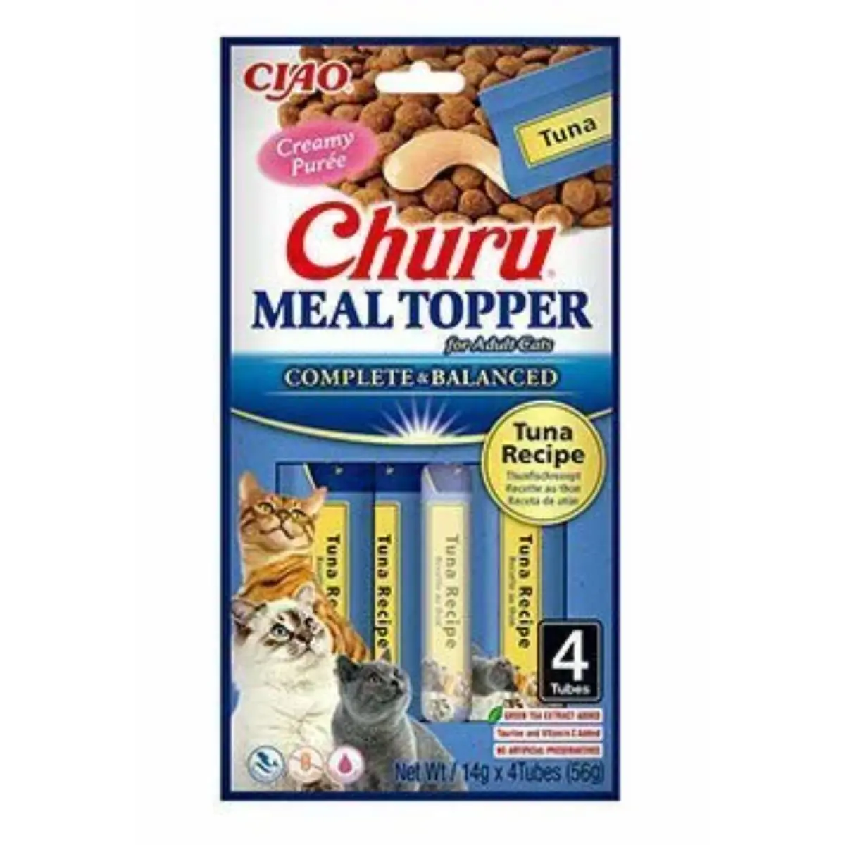 INABA Churu Meal Topper, Ton, plic, tub recompense fara cereale pisici, (piure), 56g - Image 2