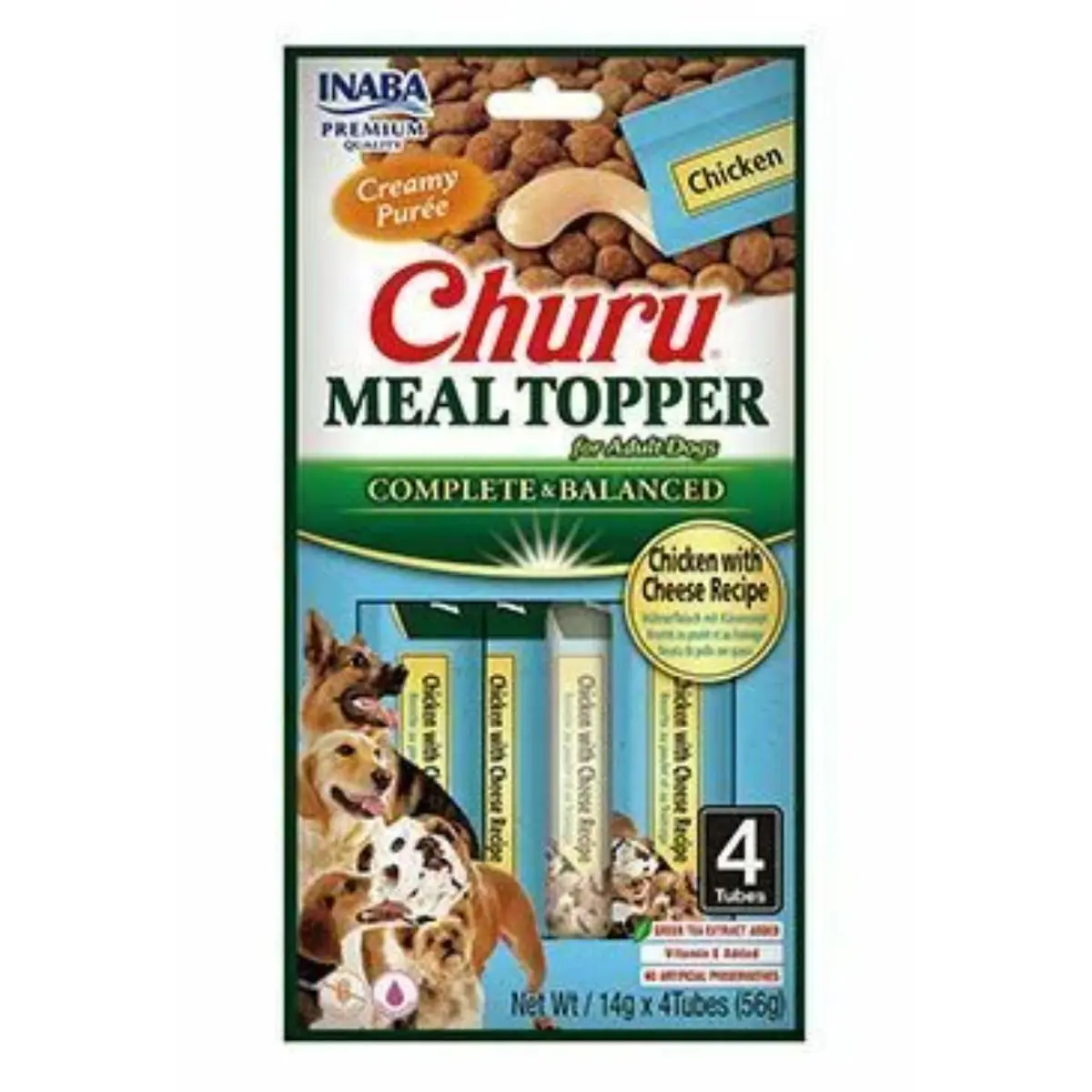 INABA Churu Meal Topper, XS-XL, Pui si Branza, plic, tub recompense fara cereale caini, (piure), 56g - Image 2
