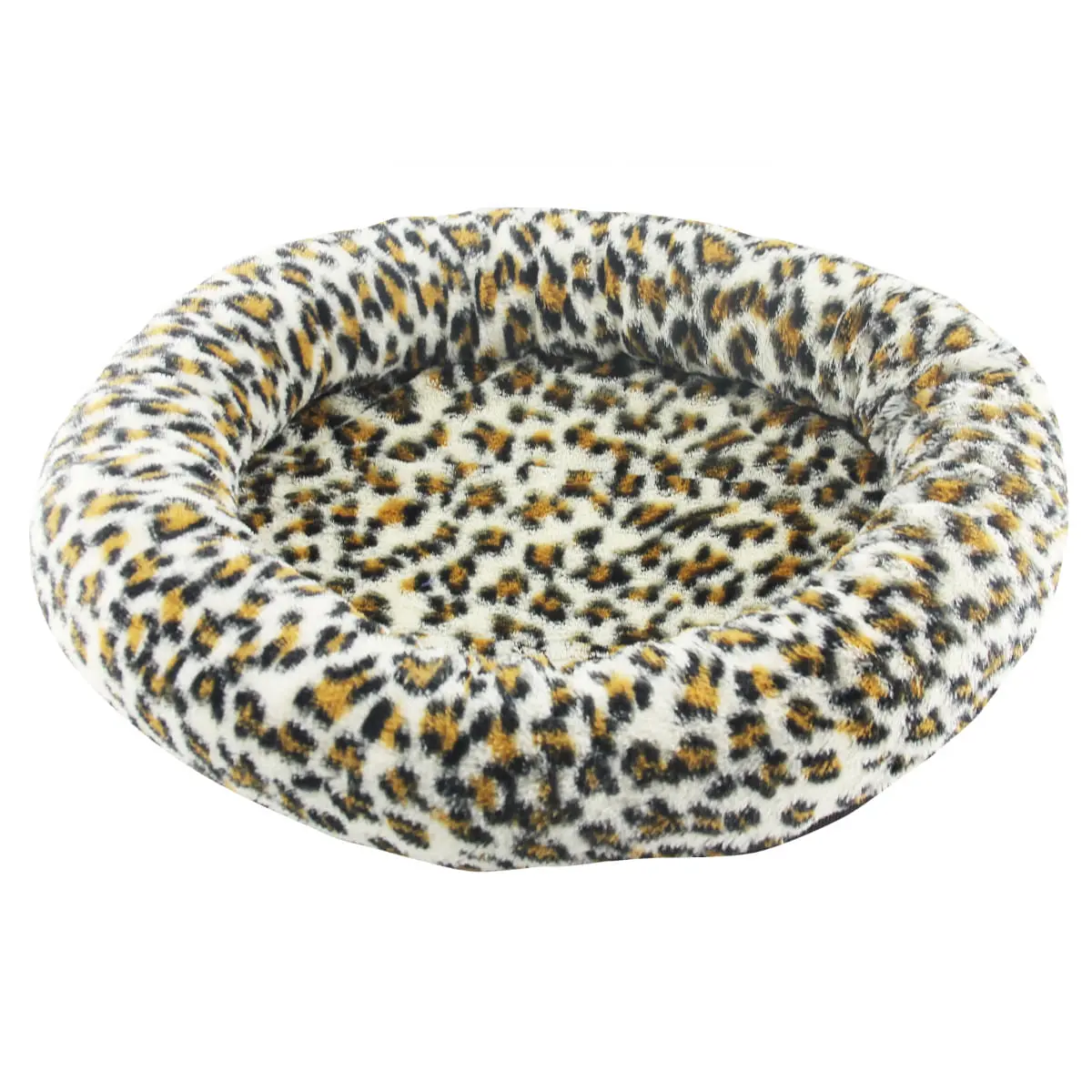 PAWISE Leopard Print, pat rotund caini si pisici, plus, imprimeu leopard, alb si maro, 40.5x48x7.5cm