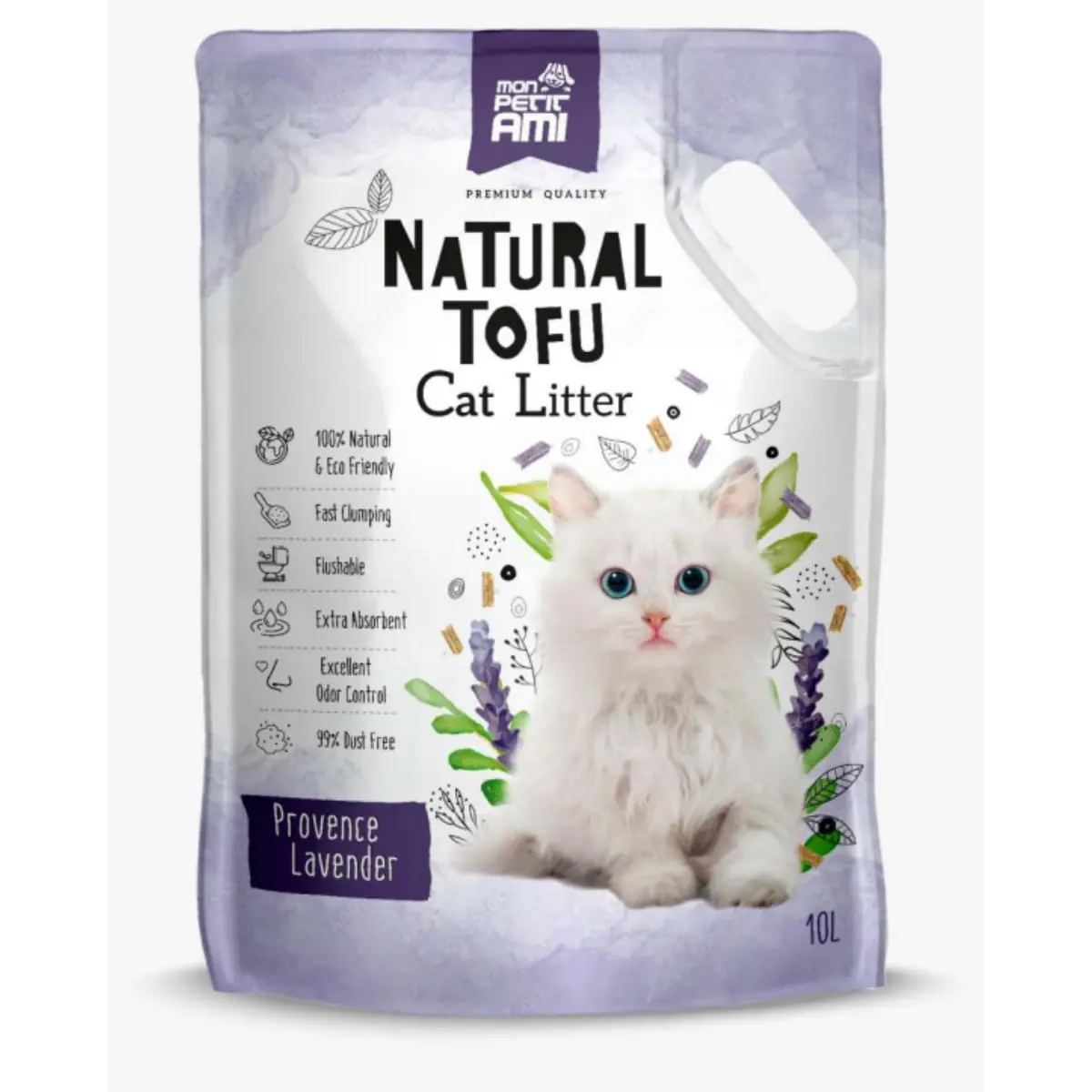 MON PETIT AMI Tofu, Lavanda, asternut igienic pisici, peleti, tofu, aglomerant, neutralizare mirosuri, biodegradabil, 10l - Image 2